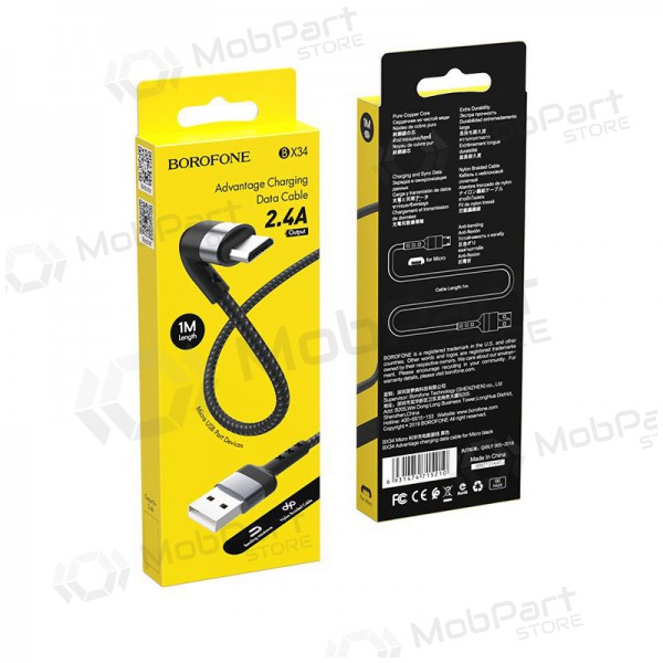 USB kabel Borofone BX34 microUSB 1.0m (černá)