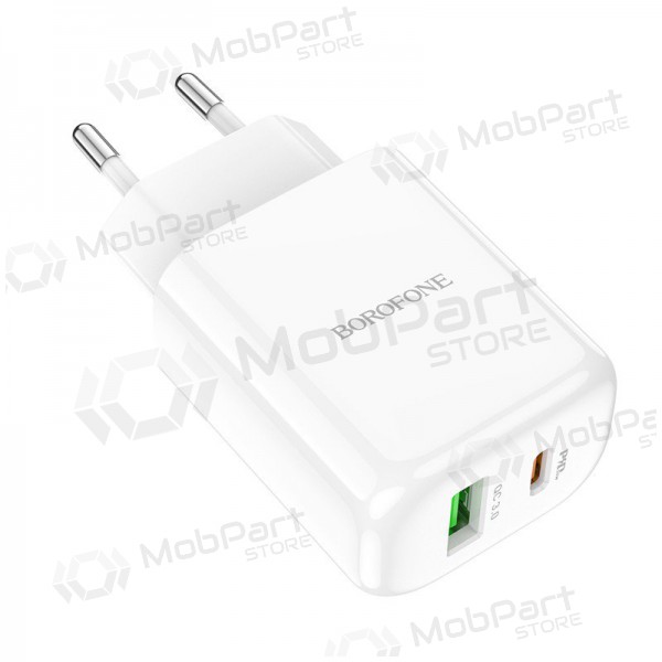 Nabíječka Borofone BN4 1xUSB, 1xType-C QC 3.0, PD 2.0 20W (bílý)