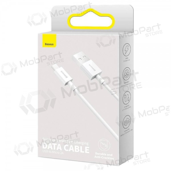 USB kabel Baseus Superior microUSB 2A 2.0m (bílý) CAMYS-A02