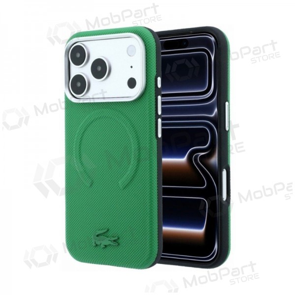Apple iPhone 18 Pro Max obal - Lacoste PVC Petit Pique Semi Wrap Embossed MagSafe (zelený)