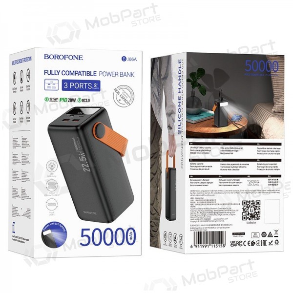 Externí baterie Power Bank Borofone BJ66A 22.5W+PD20W 50000mAh černá