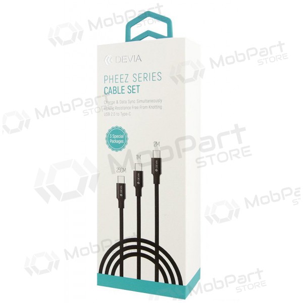 USB kabel Devia Pheez 3 Pack microUSB 0.25m,1.0m,2.0m (černá)