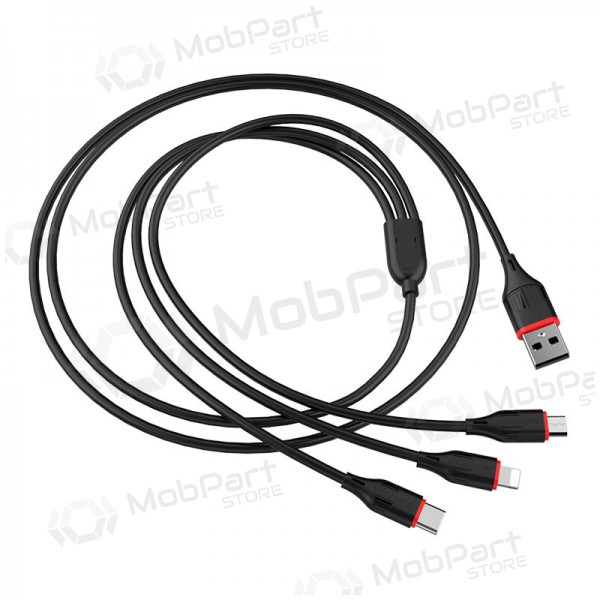 USB kabel Borofone BX17 3in1 microUSB-Lightning-Type-C 1.0m (černá)