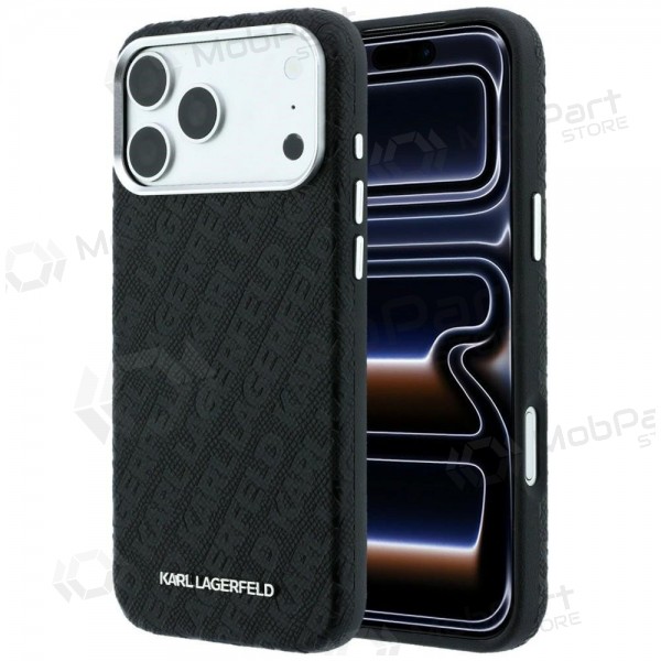 Obal Apple iPhone 18 Pro -Karl Lagerfeld PU Grained Allover Semi Wrap MagSafe- (černý)