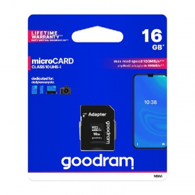 Paměťová karta GOODRAM MicroSD 16GB (class10 UHS-I) + SD Adaptér