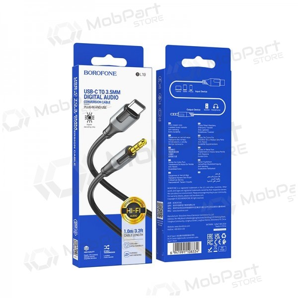 Audio kabel Borofone BL19 USB-C na 3.5 mm černý