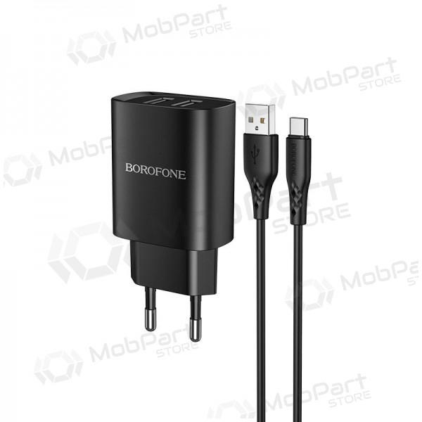 Nabíječka Borofone BN2 2xUSB 2.1A + USB Type-C (černá)