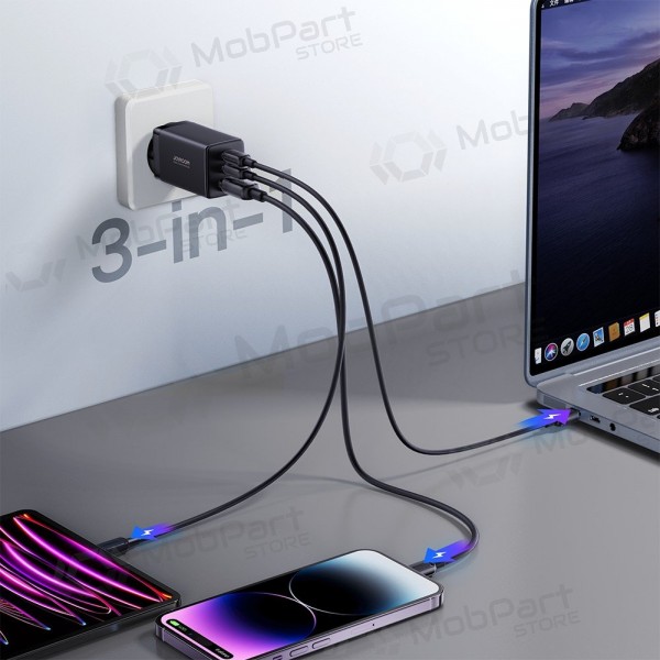 Nabíječka buitinis Joyroom GaN JR-TCG01 2xUSB-C/USB-A 65W + USB-C cable 1.2m černá