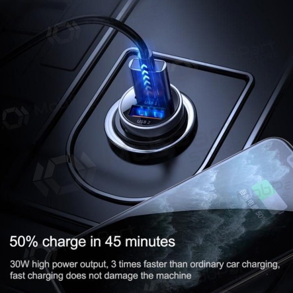 Nabíječka automobilinis Joyroom C-A09 2xUSB (SCP, PD, AFC) 3.0 30W (černá)