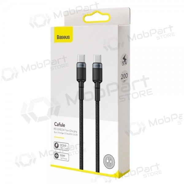 USB-C kabel Baseus Cafule CATKLF-ALG1 USB-C na USB-C 2 m 100 W černý