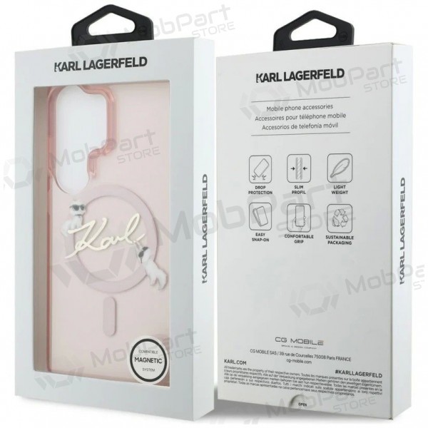 Samsung Galaxy S26 Ultra obal - Karl Lagerfeld IML Choupette Karl Script Logo Magnetic (růžový)