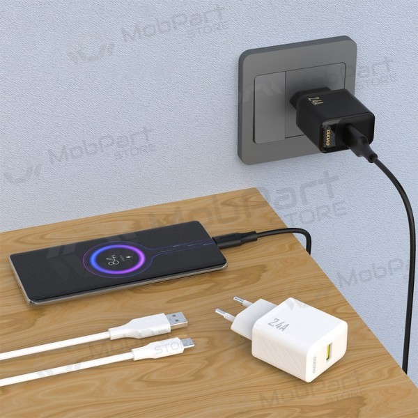 Nabíječka telefonu Dudao A23T 12 W USB-A s kabelem USB-C 1 m černá