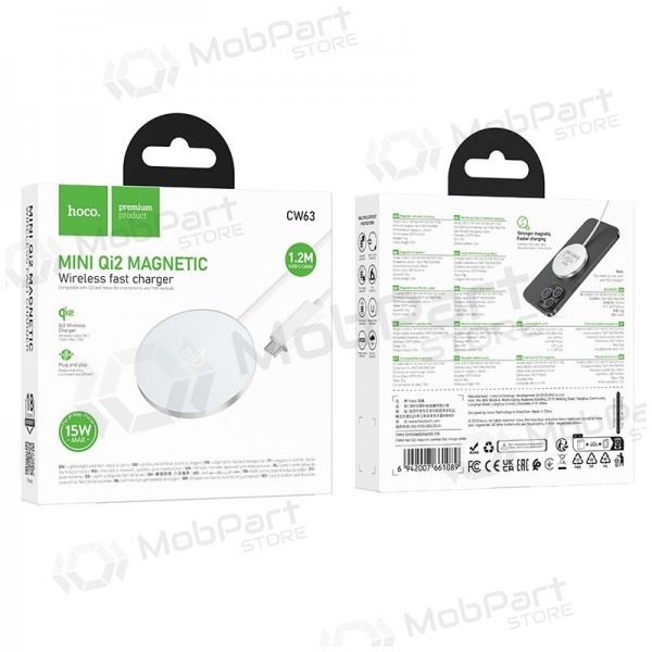 Bezdrátová nabíječka Hoco CW63 15 W Qi2 bílá