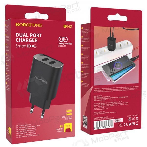 Nabíječka Borofone BN2 2xUSB 2.1A (černá)