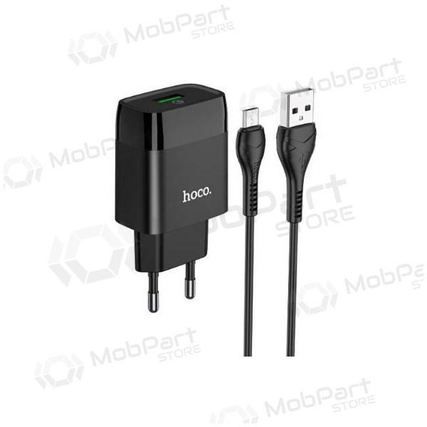Nabíječka HOCO C72Q Glorious USB + microUSB kabel (QC3.0) (černá)