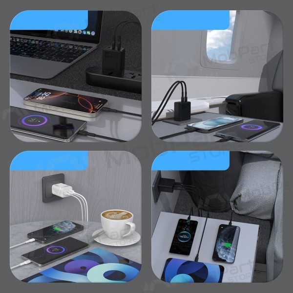 Nabíječka telefonu Dudao A28PC 45 W GaN 2x USB-C s kabelem USB-C 1 m černá