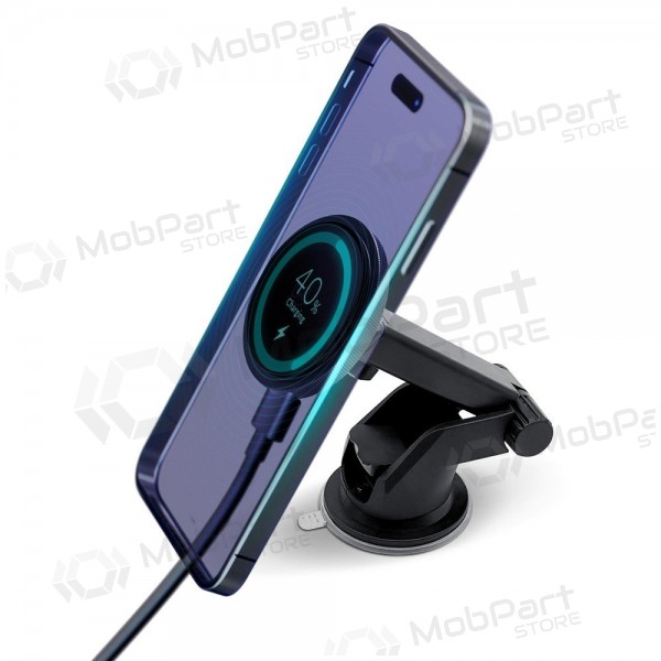 Držák telefonu do auta s bezdrátovým nabíjením 3MK Car MagCharger 15 W na palubní desku.
