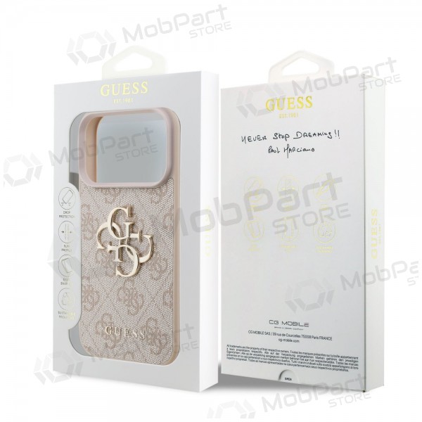 Obal pro Apple iPhone 17 Pro - Guess PU 4G Metal Logo (růžový)