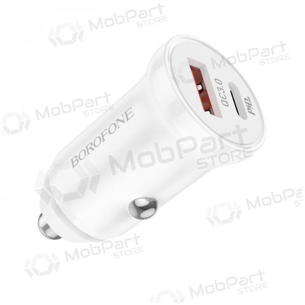 Nabíječka automobilinis Borofone BZ18A USB-A/Type-C PD20W+QC3.0 (bílý)