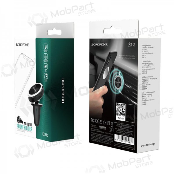 Automobilinis Univerzální telefono laikiklis Borofone BH6, mounted on ventilation grilles, magnetic, černá