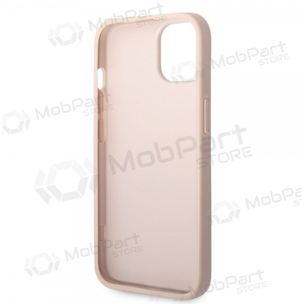 Apple iPhone 14 obal - Guess PU 4G Metal Logo (růžový)