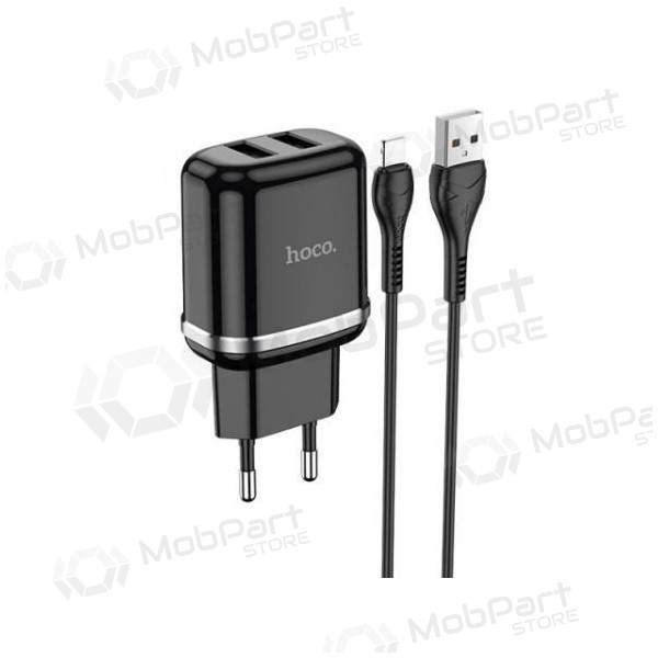 Nabíječka HOCO N4 Aspiring Dual USB + type-C kabel (5V 2.4A) (černá)