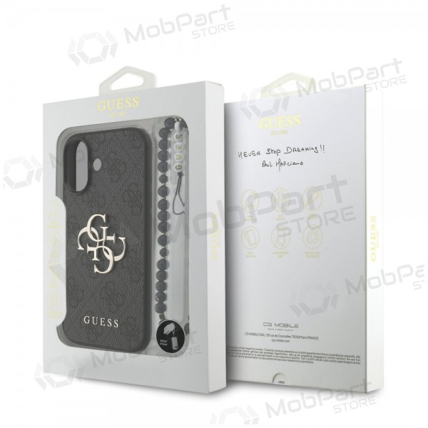 Apple iPhone 17 obal - Guess PU 4G Metal Logo Strap (černý)