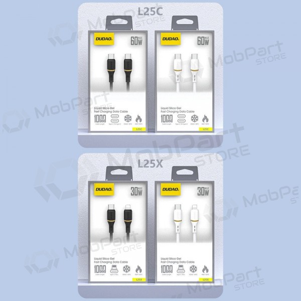 USB-C kabel Dudao L25C USB-C na USB-C 1 m 60 W černý