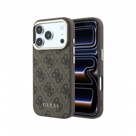 Obal Apple iPhone 18 Pro - Guess PU Leather 4G Gold Frame MagSafe