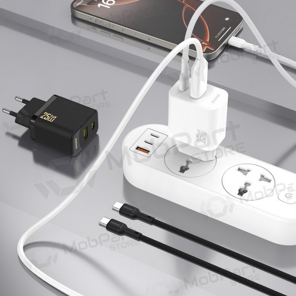 Nabíječka telefonu Dudao A26TC 25 W GaN USB-C + USB-A s kabelem USB-C 1 m bílá
