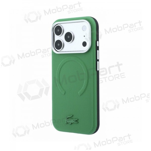 Apple iPhone 18 Pro obal - Lacoste PVC Petit Pique Semi Wrap Embossed MagSafe (zelený)