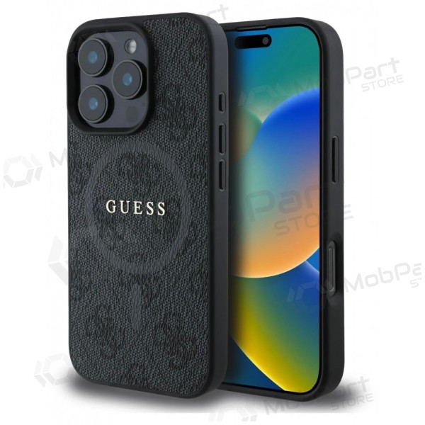 Apple iPhone 16 Pro Max obal - Guess PU Leather 4G Colored Ring MagSafe (černý)