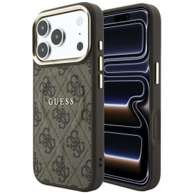 Obal Apple iPhone 18 Pro Max - Guess PU Leather 4G Gold Frame Embossed MagSafe