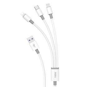 USB kabel Dudao L8s-3in1 USB-A na USB-C / Micro USB / Lightning 1.2 m 100 W