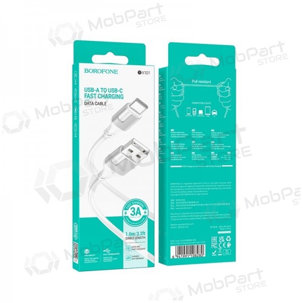USB-C kabel Borofone BX101 USB-A na USB-C 1 m bílý