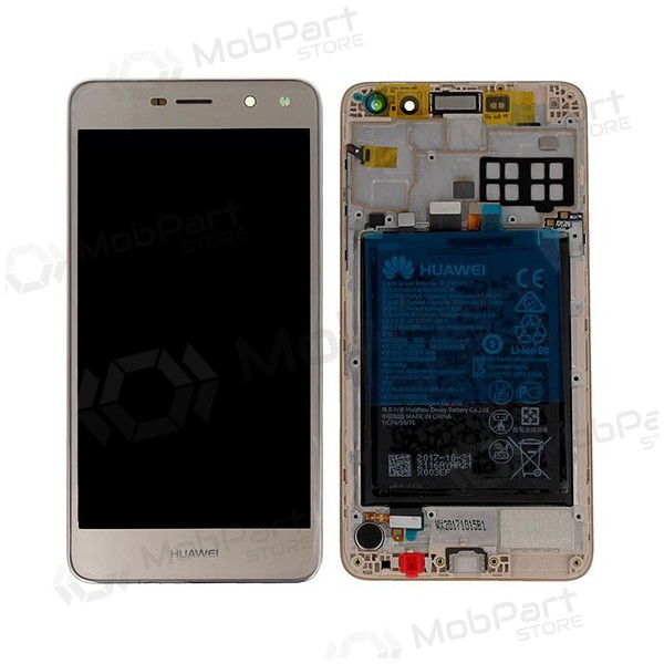Huawei Y6 2017 (Nova Young) / Y5 2017 (Y5-3) displej (zlatý) (s rámem a baterie) (service pack) (originál)