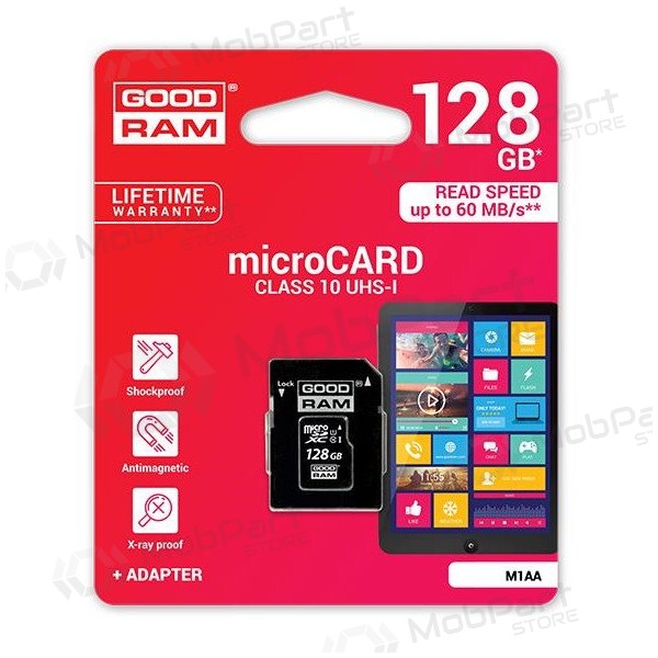 Paměťová karta GOODRAM MicroSD 128Gb (class 10) + SD adapter