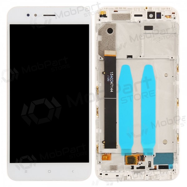 Xiaomi Mi A1 / Mi 5X displej (bílý) (s rámem) (použitý grade C, originál)