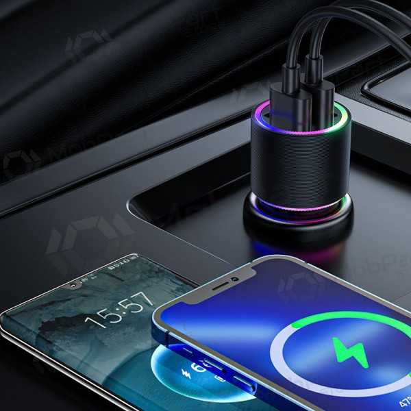 Nabíječka automobilinis Joyroom JR-CL10 LED 2xUSB 24W (černá)