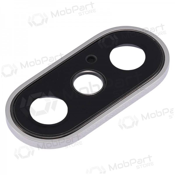 Apple iPhone XS / XS Max sklo kamery (stříbrný) (s rámem)