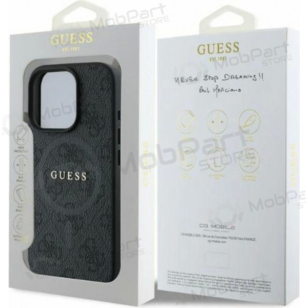 Apple iPhone 16 Pro Max obal - Guess PU Leather 4G Colored Ring MagSafe (černý)