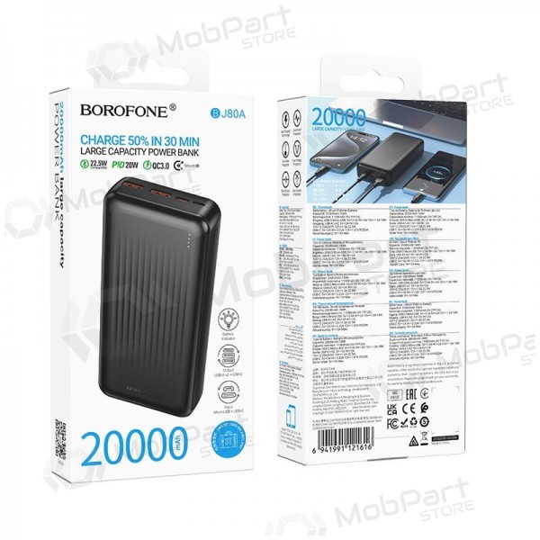 Externí baterie Power Bank Borofone BJ80A 22.5W 20000mAh černá