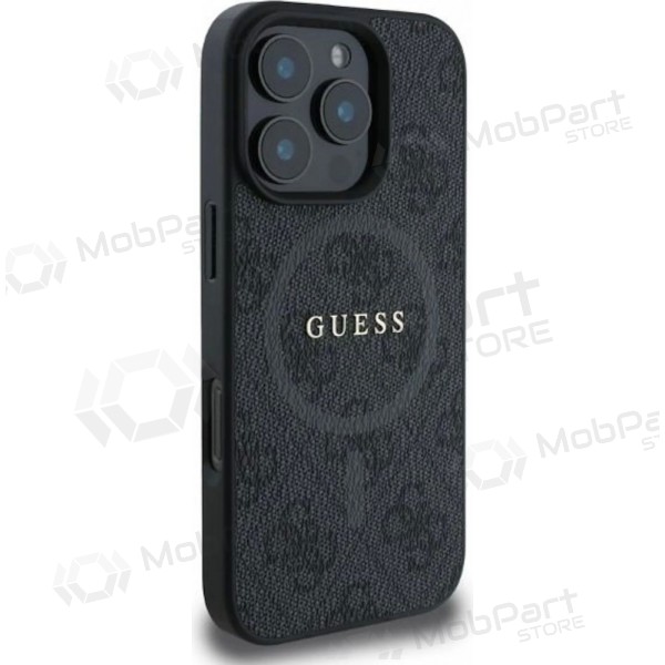 Obal na Apple iPhone 16 Pro - Guess PU Leather 4G Colored Ring MagSafe (černý)