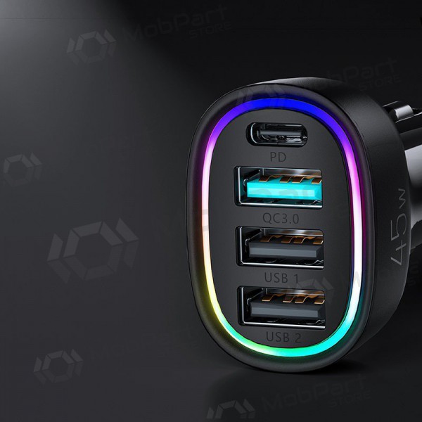 Nabíječka automobilinis Joyroom JR-CL09 LED 4xUSB (PD, QC) 45W (černá)