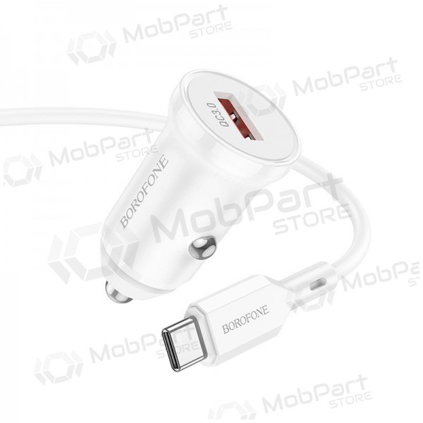 Nabíječka automobilinis Borofone BZ18 Quick Charge 3.0 18W + Type-C (bílý)