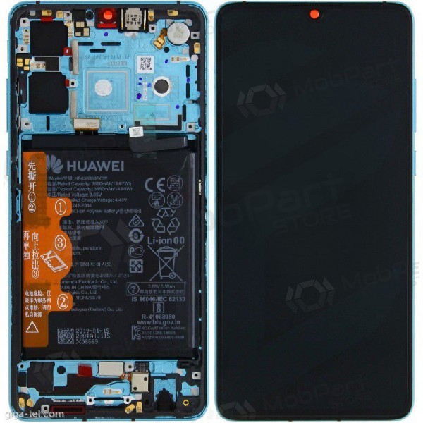 Displej Huawei P30 (2019) (Aurora) (s rámečkem a baterií) (servisní balení) (originální)