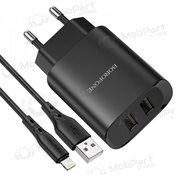 Nabíječka Borofone BN2 2xUSB 2.1A + Lightning (černá)