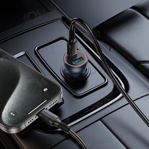 Nabíječka do auta Borofone BZ32A 30 W USB-C + USB-A šedá