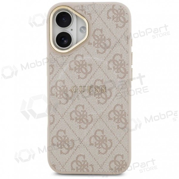 Apple iPhone 17 obal - Guess PU Leather 4G Gold Frame MagSafe (růžový)