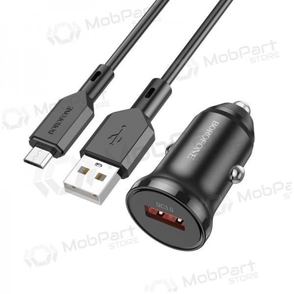 Nabíječka automobilinis Borofone BZ18 Quick Charge 3.0 18W + MicroUSB (černá)